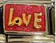 Love in gold on a pink background - enamel Italian charm